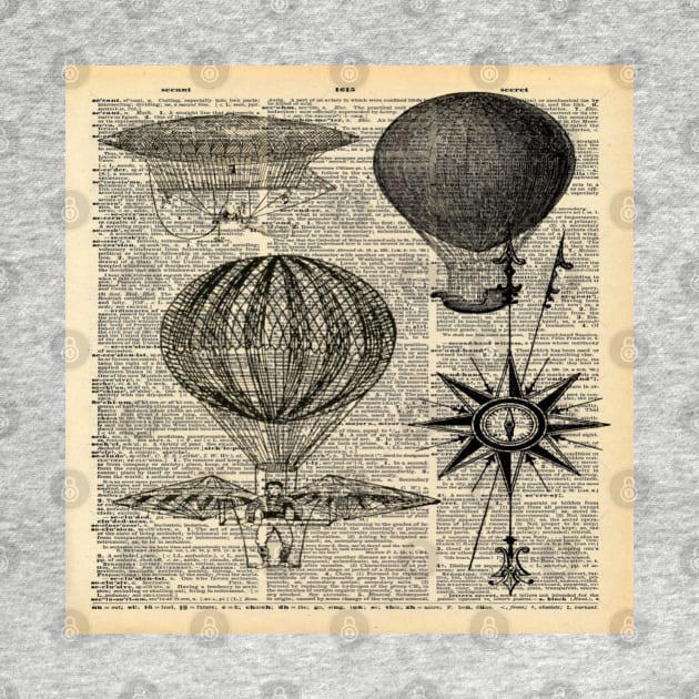 Dark Academia steampunk airship plane hot air balloon by Tina